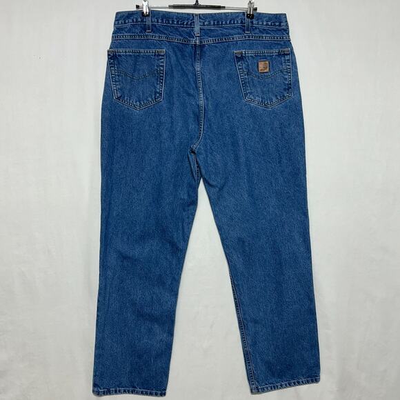Carhartt Jeans Mens 42x32 Blue Traditional Fit Measures 41x32 Dark Wash Workwear - Picture 3 of 10